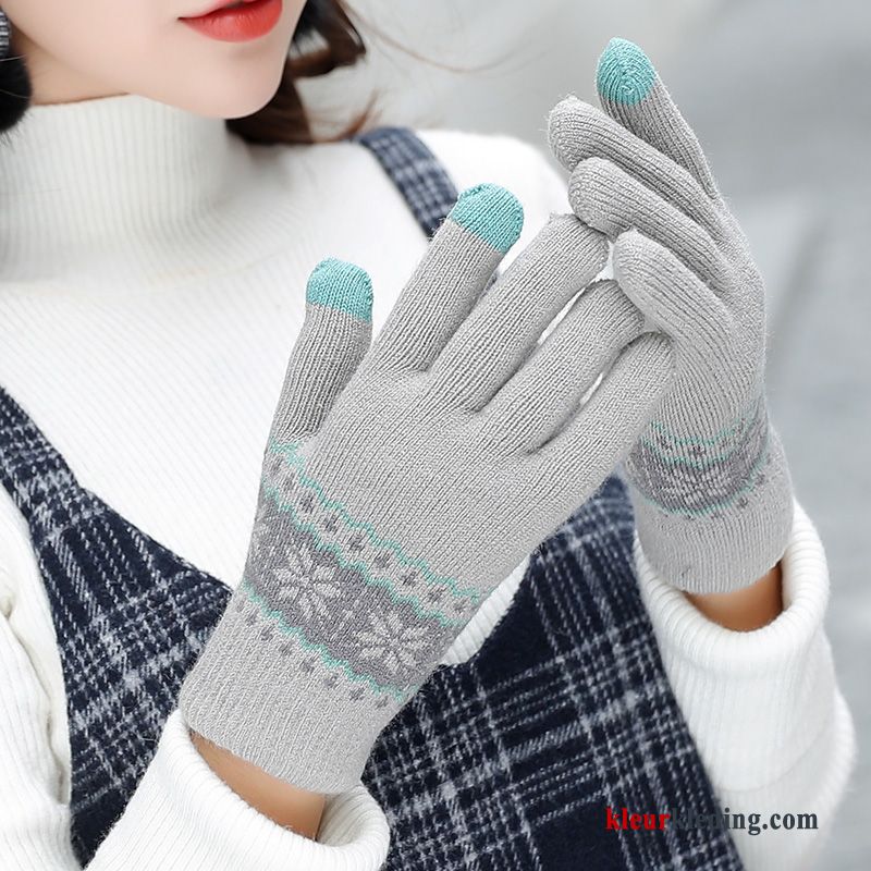 Handschoen Wollen Lovers Winter Kerstmis Schattig Dames Touchscreen Breien