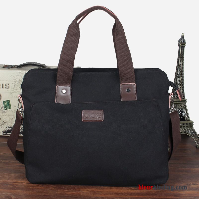 Handtas Bruin Casual Heren 14 Inch Business Messenger Tas Canvas