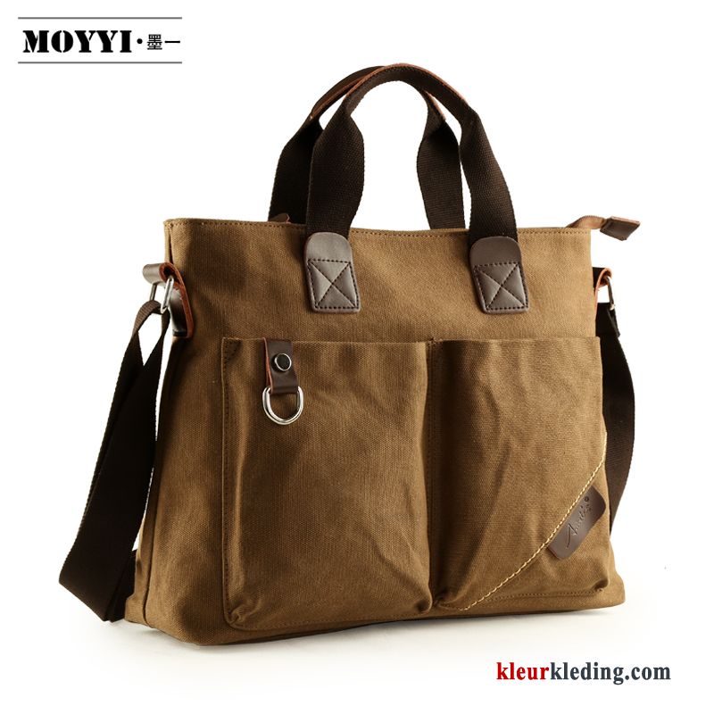 Handtas Casual Outdoor Canvas Diepe Heren Trend Messenger Tas Schoudertas Bruine