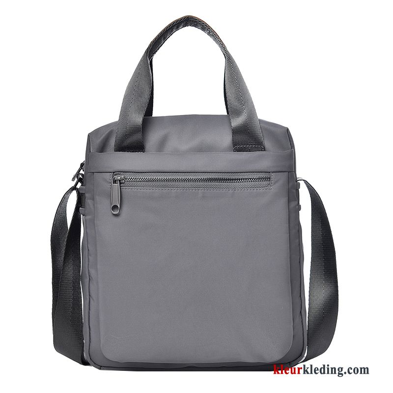 Handtas Casual Schoudertas Messenger Tas Heren Rugzak Verticaal Nylon Waterdicht Zwart