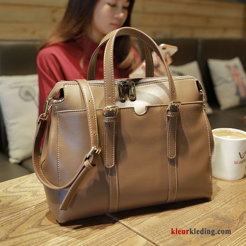 Handtas Dames Leer Casual Grote Tas Europa Nieuw Mode Totalisator Rood