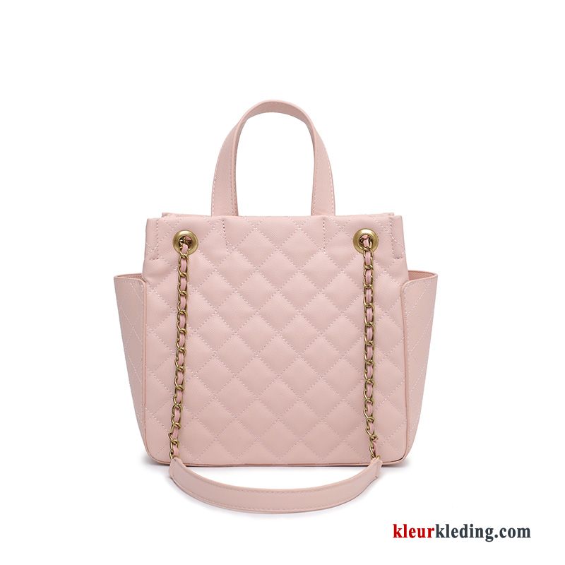 Handtas Grote Capaciteit Schoudertas Ruit Mini Dames Messenger Tas Mesh Geurige Rood Zwart