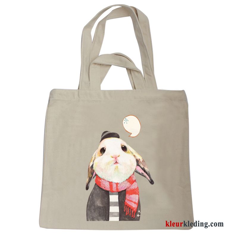 Handtas Kunst Vintage Winter Tas Canvas Dames Herfst Het Winkelen Wit