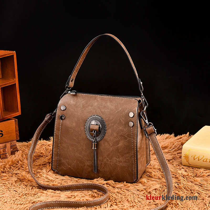 Handtas Nieuw Persoonlijkheid Vintage Mode Mini Winter Tas Alle Wedstrijden Dames Karamel Kleur