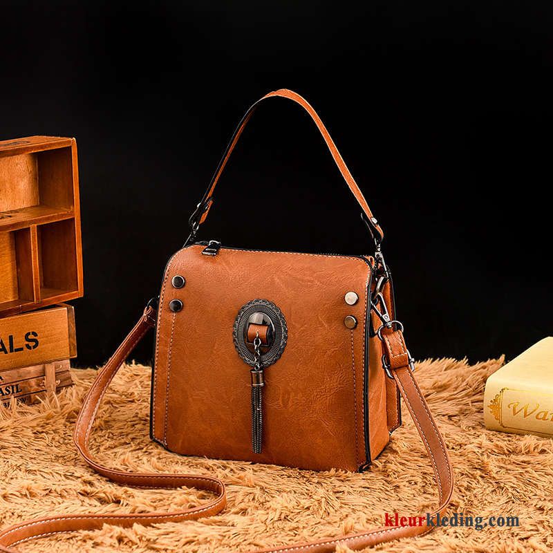 Handtas Nieuw Persoonlijkheid Vintage Mode Mini Winter Tas Alle Wedstrijden Dames Karamel Kleur