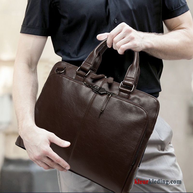 Handtas Schoudertas Business Heren Messenger Tas Casual Aktetas Zwart