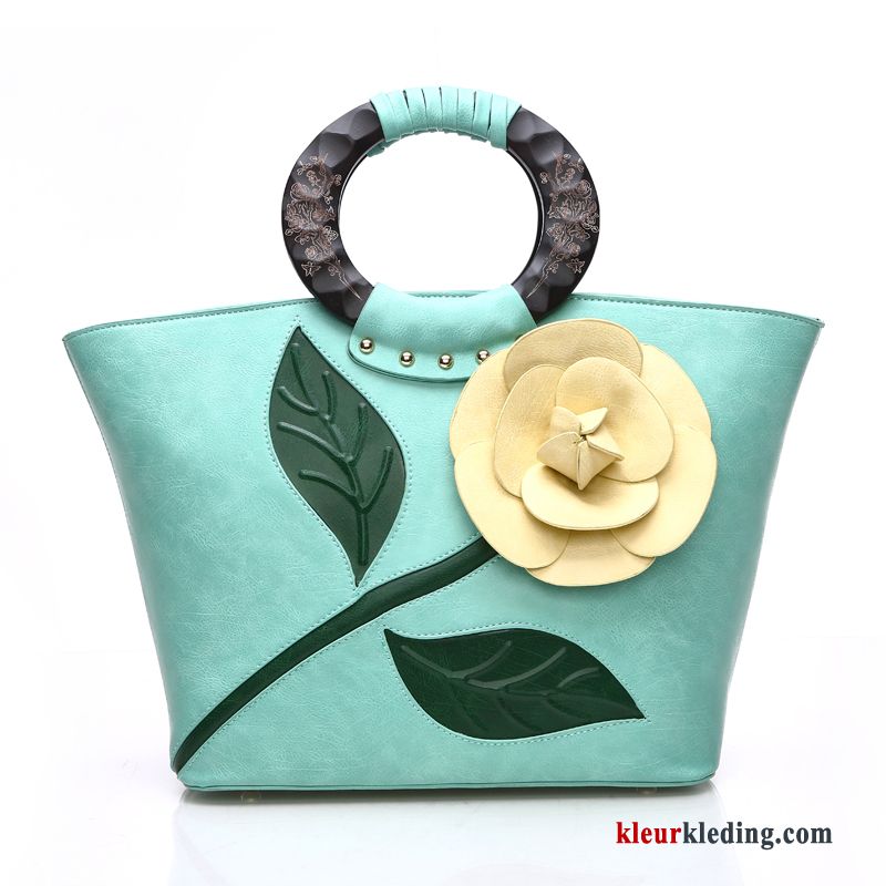 Handtas Tas Mode Bloemen Dames Driedimensionaal Hout Nieuw Trend Rood Zwart