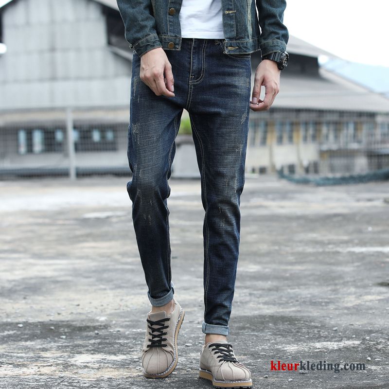 Heren Blauw Herfst Spijkerbroek Jeans Mannelijk Trend Elastiek Nieuw