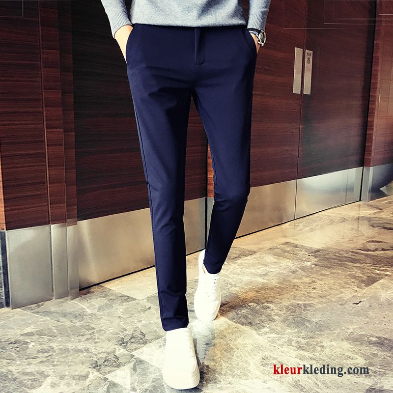 Heren Broek Zwart Rood Elastiek Voorjaar Casual Broek Trend Slim Fit