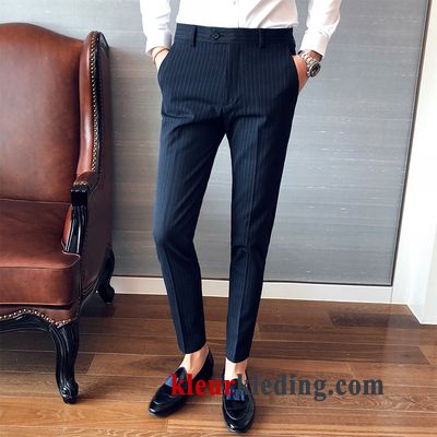 Heren Broek Zwart Rood Elastiek Voorjaar Casual Broek Trend Slim Fit