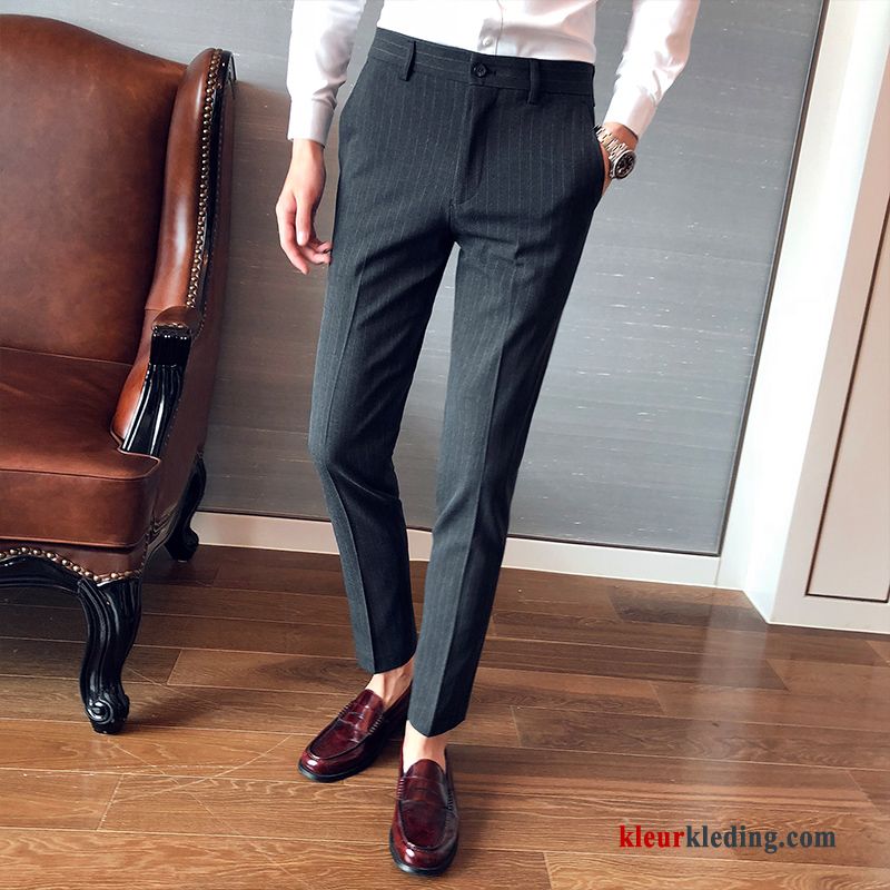 Heren Broek Zwart Rood Elastiek Voorjaar Casual Broek Trend Slim Fit