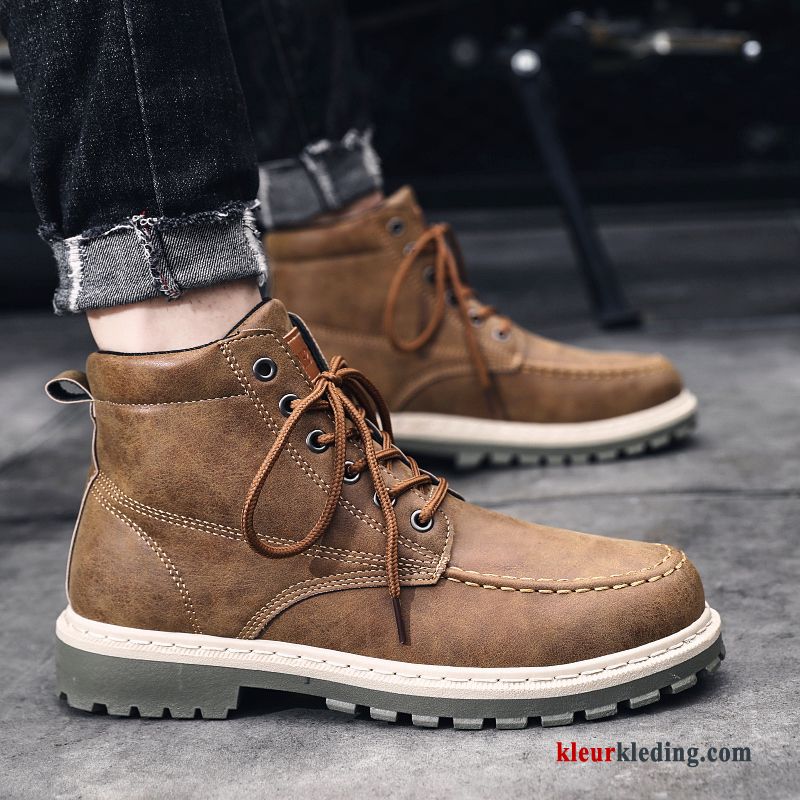 Heren Cargo Brits Laars Casual Hoge Mannen Martin Laarzen Schoenen Zwart