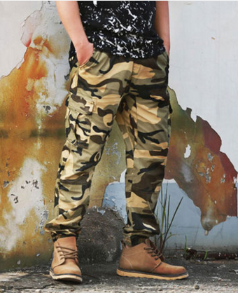 Heren Cargo Broek Camouflage Mini Cargo Grote Maten Losse Trend Broek Harlan Zandkleur