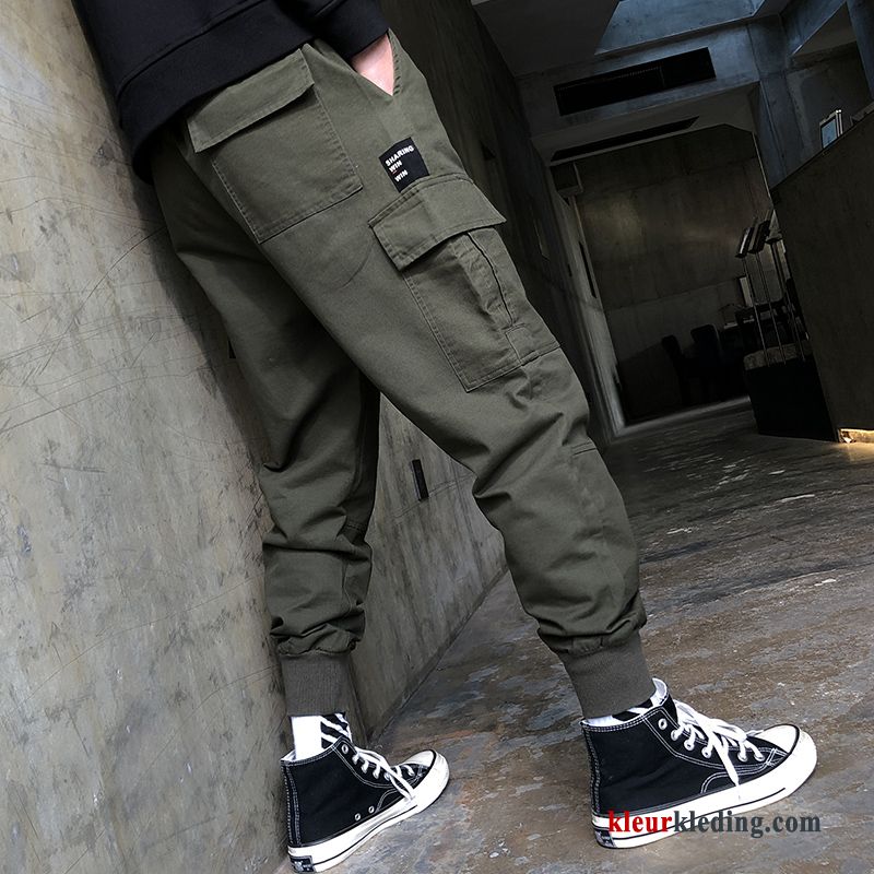 Heren Cargo Broek Joggingbroek Plus Kasjmier Casual Broek Camouflage Trend Groen Mannelijk Trendy Merk