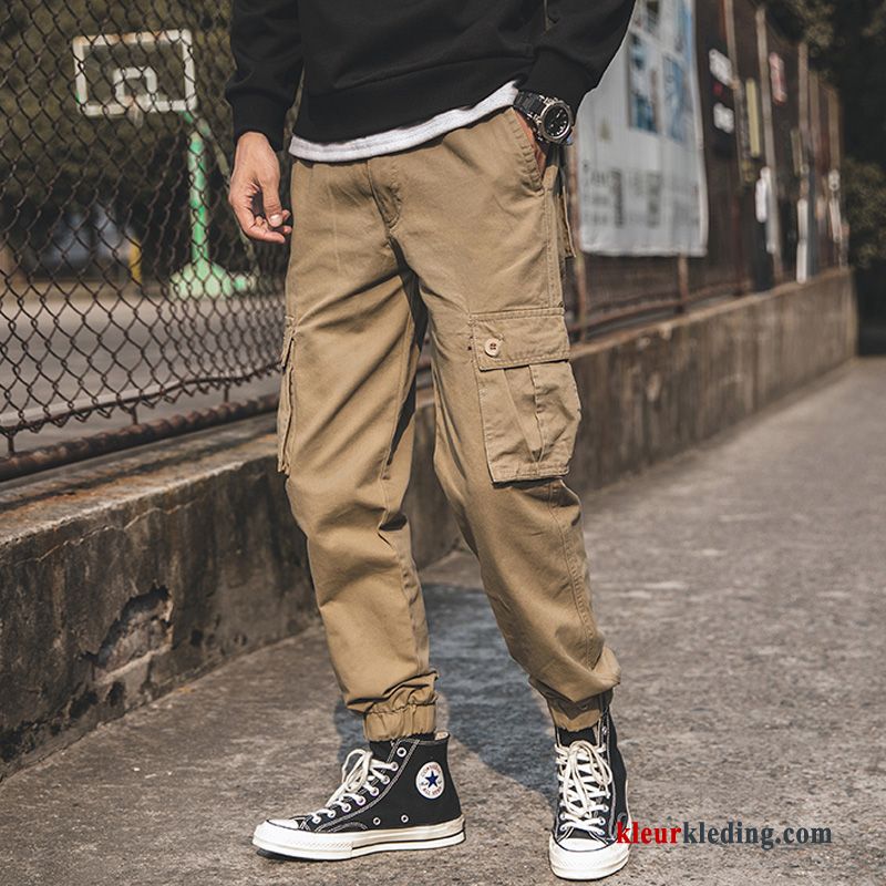 Heren Cargo Broek Khaki Strak Mannelijk Harlan Super Trendy Merk