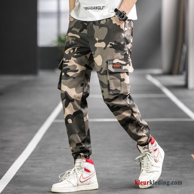 Heren Cargo Broek Skinny Inkt Khaki Sport Trend Trendy Merk Camouflage