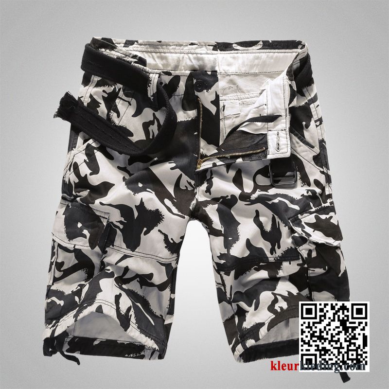 Heren Cargo Korte Broek Camouflage Losse Rechtdoor Grote Maten Zomer Casual