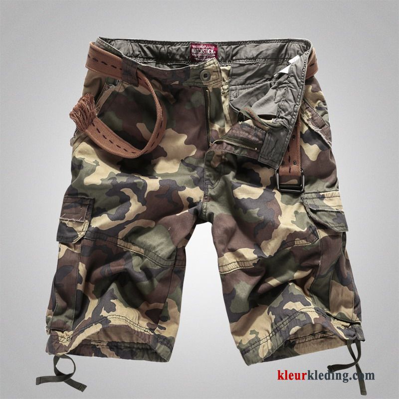 Heren Cargo Korte Broek Camouflage Losse Rechtdoor Grote Maten Zomer Casual