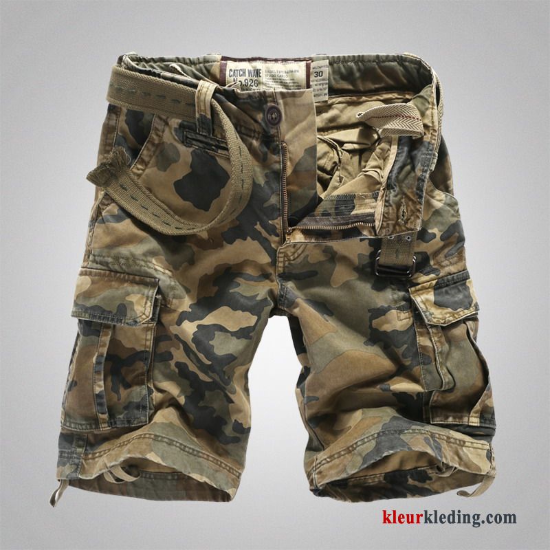 Heren Cargo Korte Broek Camouflage Losse Rechtdoor Grote Maten Zomer Casual