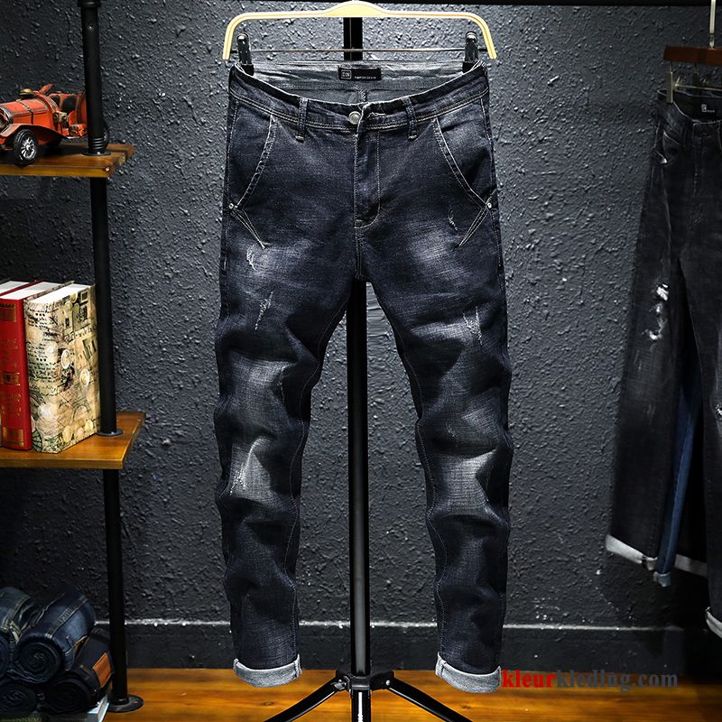 Heren Casual Broek Jeugd Spijkerbroek Jeans Potlood Broek Slim Fit Elastiek Trend