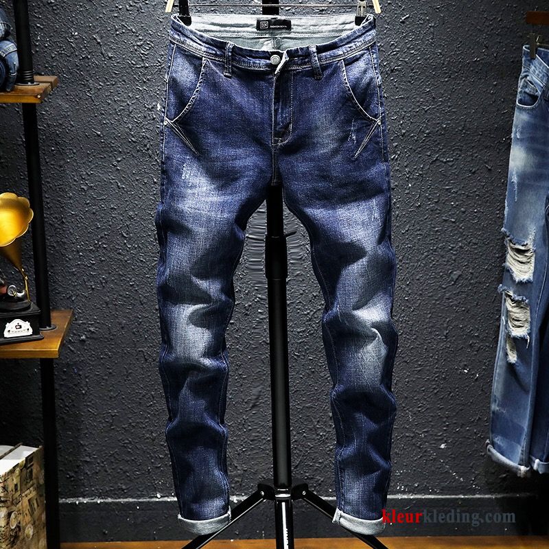 Heren Casual Broek Jeugd Spijkerbroek Jeans Potlood Broek Slim Fit Elastiek Trend