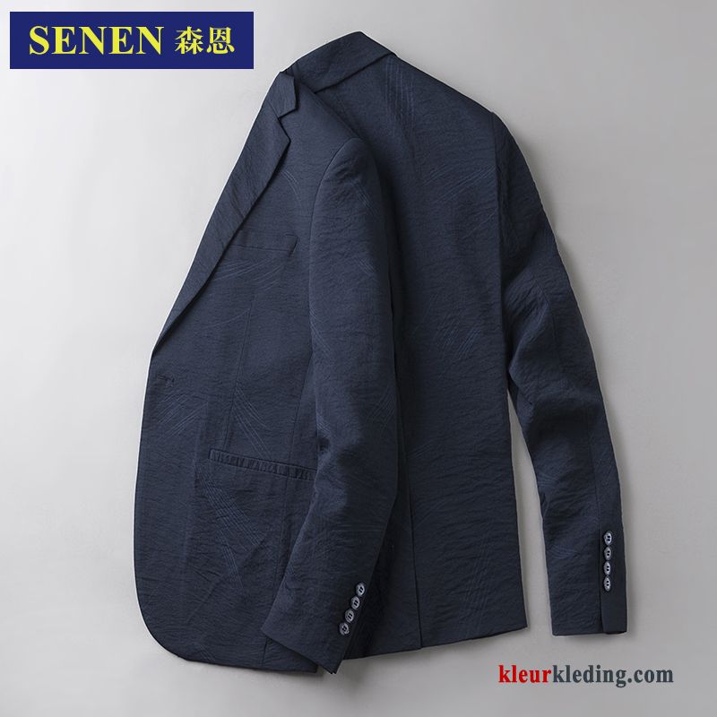 Heren Casual Jasje Donkerblauw Blazer Mannelijk Slim Fit Voorjaar Mooi