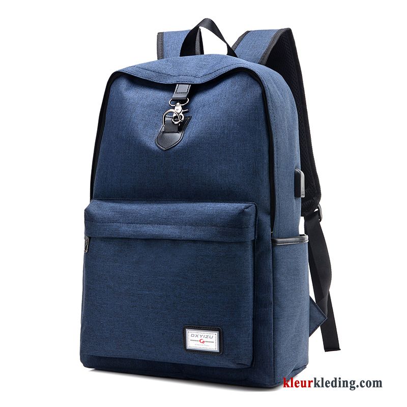 Heren Computer Tas Student Trend Mode Reizen Casual Reis Rugzak Marineblauw