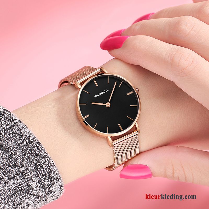 Heren Dames Student Mode Quartz Horloge Waterdicht Merken Lovers Gouden