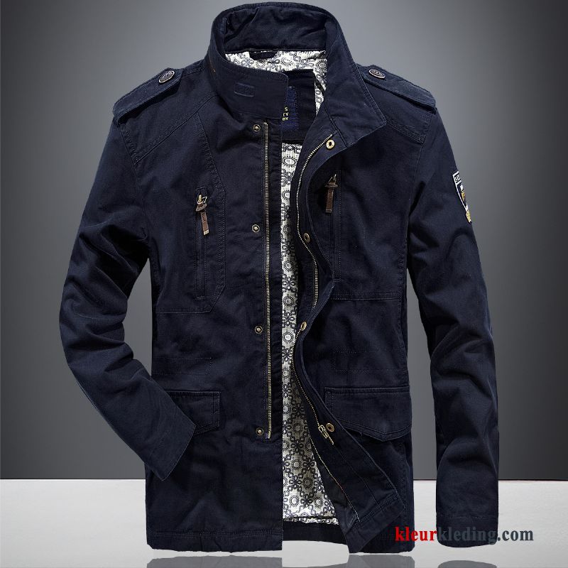 Heren Denim Jack Voorjaar Jas Herfst Donkerblauw Jasje