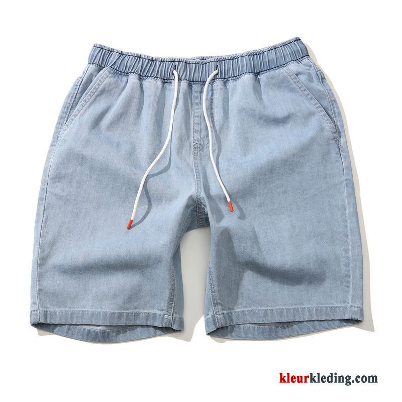 Heren Dunne Korte Broek Blauw Mannelijk Denim Zomer Trend