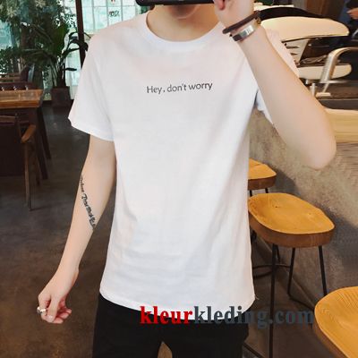 Heren Dunne Ronde Hals Student Korte Mouw Halve Mouw T-shirts Zomer Trend