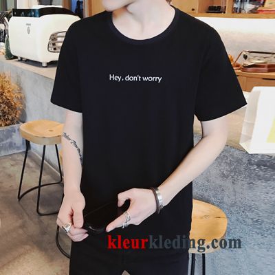 Heren Dunne Ronde Hals Student Korte Mouw Halve Mouw T-shirts Zomer Trend