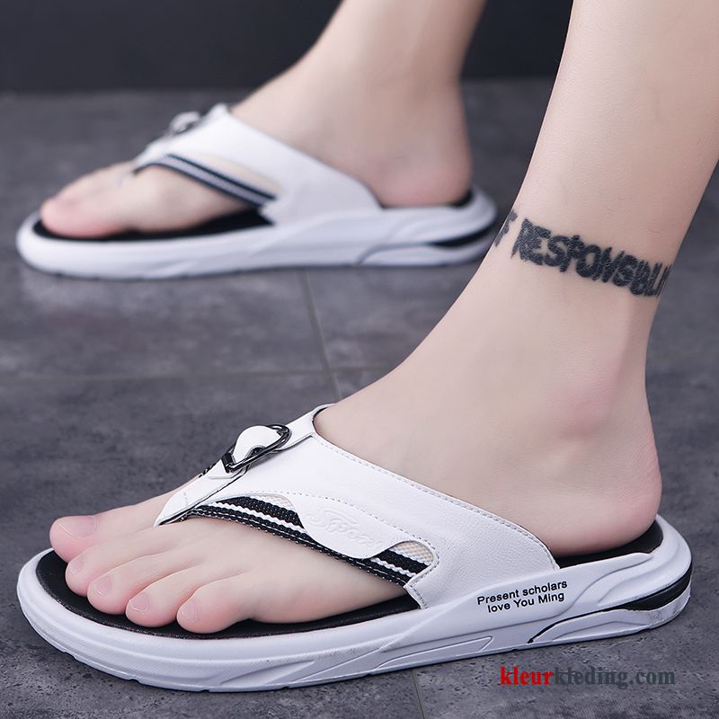 Heren Flip Flops Alle Wedstrijden Antislip Zomer Persoonlijk Zachte Zolen Mode Outdoor Textiel Zwart