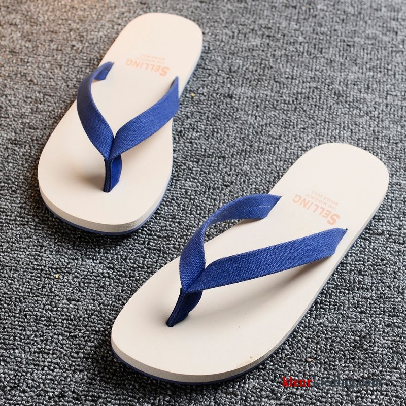 Heren Flip Flops Antislip Schoenen Mannen Persoonlijk Trend Outdoor Slipper Bovenkleding Blauw