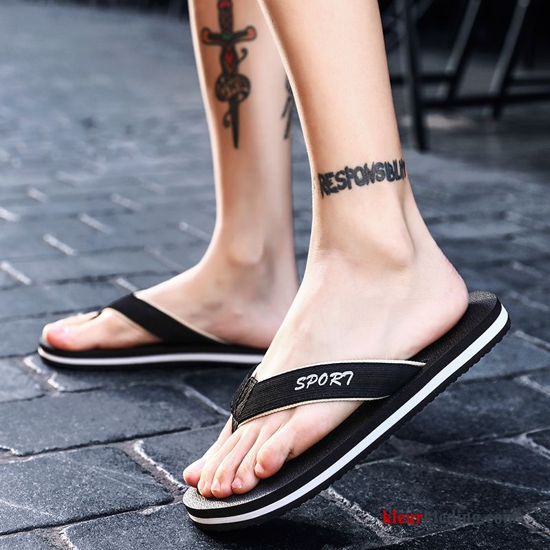 Heren Flip Flops Badkamer Tiener Mannen Casual Slipper Groot Gemengde Kleuren Pantoffels Zwart