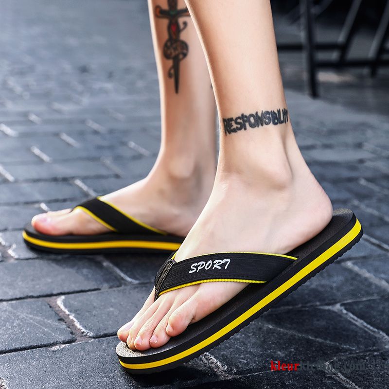 Heren Flip Flops Badkamer Tiener Mannen Casual Slipper Groot Gemengde Kleuren Pantoffels Zwart