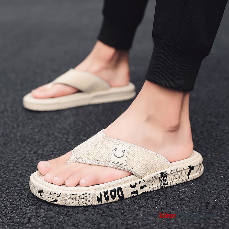 Heren Flip Flops Bovenkleding Outdoor Slipper Schoenen Trend Zomer Antislip Mannen Beige