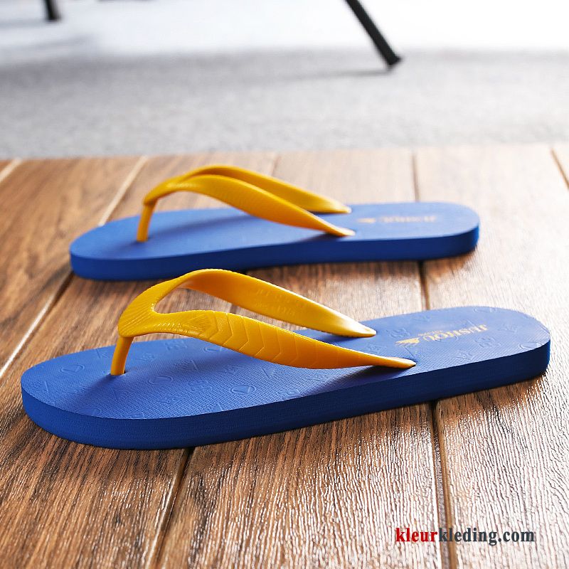 Heren Flip Flops Outdoor Strand Slipper Mannen Zomer Bovenkleding Mode Persoonlijk Blauw