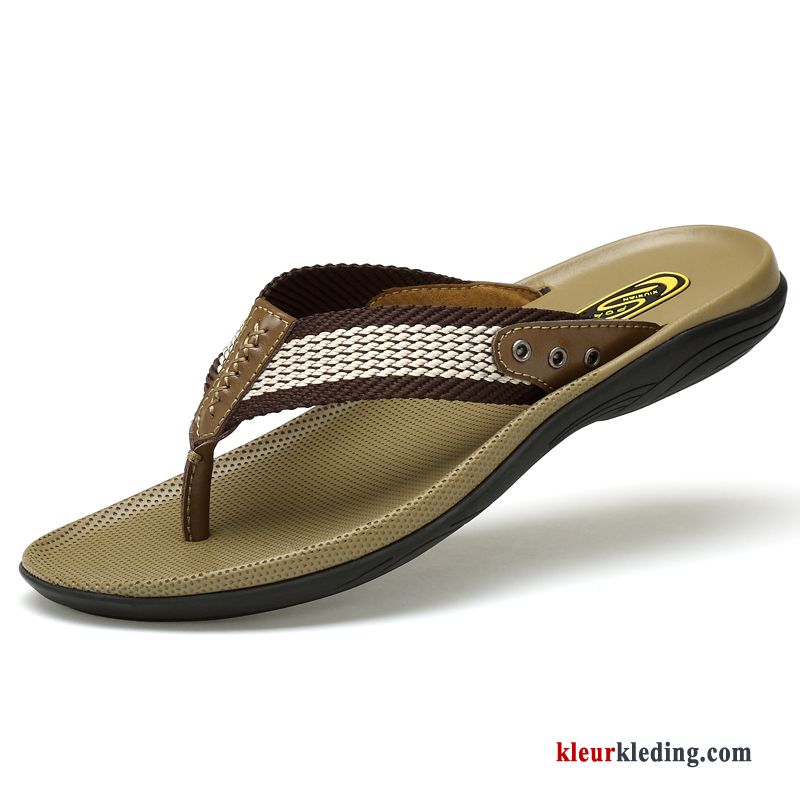 Heren Flip Flops Pantoffels Bruin Slipper Zomer Zachte Zolen Trend Mannen Bovenkleding