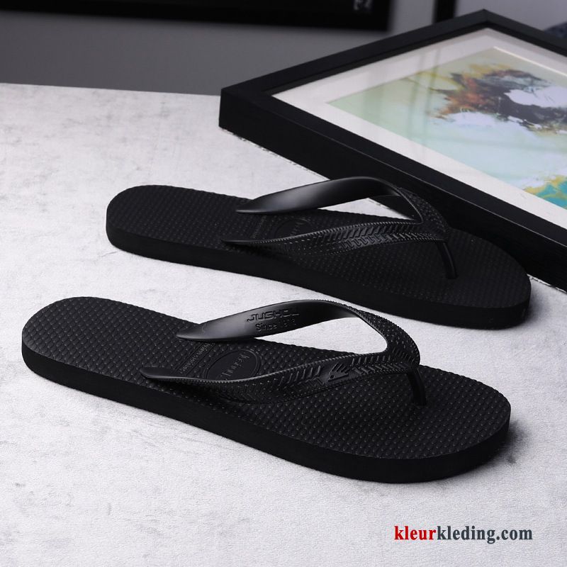 Heren Flip Flops Persoonlijk Trend Bovenkleding Schoenen Pantoffels Mannen Strand Zomer Zwart