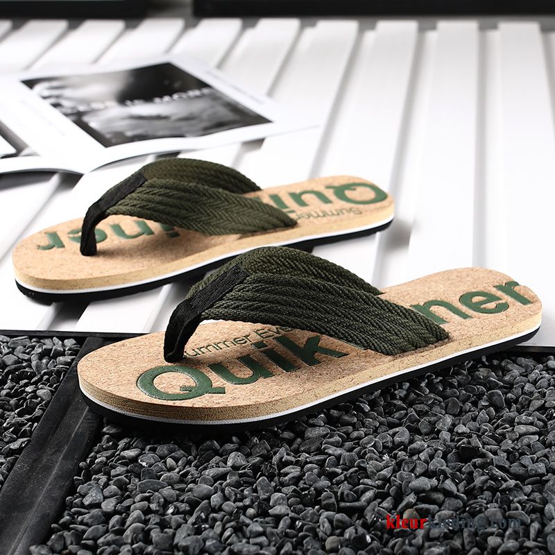 Heren Flip Flops Schoenen Zomer Strand Antislip Alle Wedstrijden Bovenkleding Trend Casual Groen