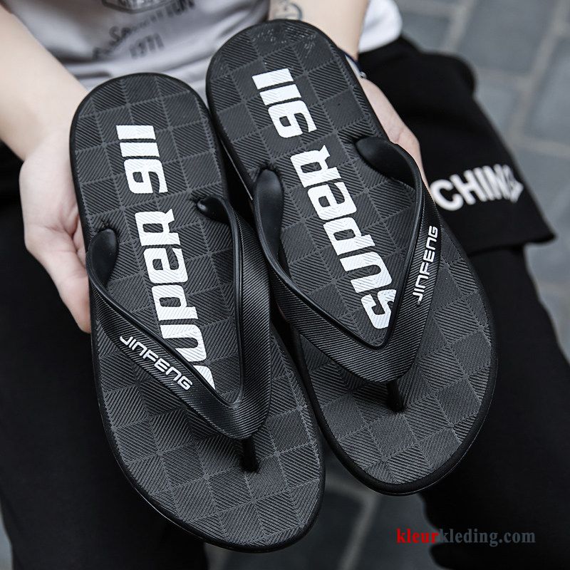 Heren Flip Flops Slipper Mannen Antislip Gemengde Kleuren Waterdicht Schoenen Zachte Zolen Zomer Grijs