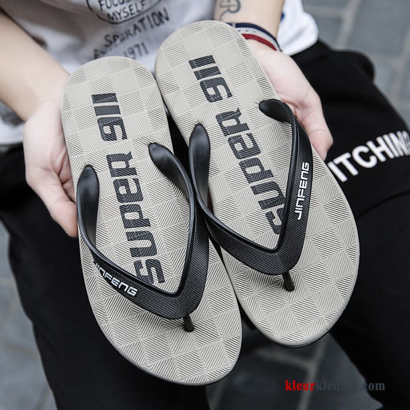 Heren Flip Flops Slipper Mannen Antislip Gemengde Kleuren Waterdicht Schoenen Zachte Zolen Zomer Grijs