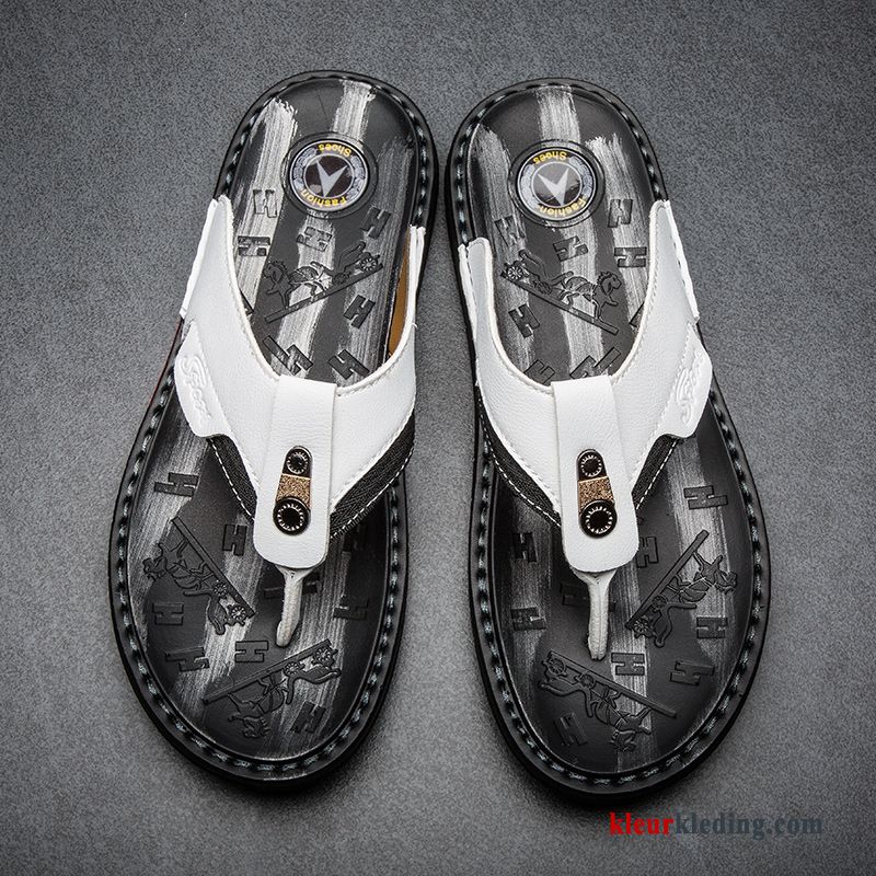 Heren Flip Flops Slipper Mannen Zomer Antislip Outdoor Persoonlijk Bovenkleding Trend Wit