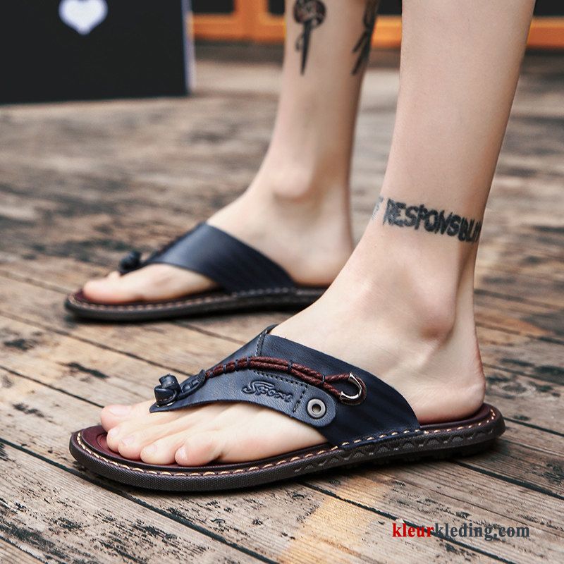 Heren Flip Flops Slipper Sandaal Zachte Zolen Outdoor Zomer Strand Trend Bovenkleding Zwart