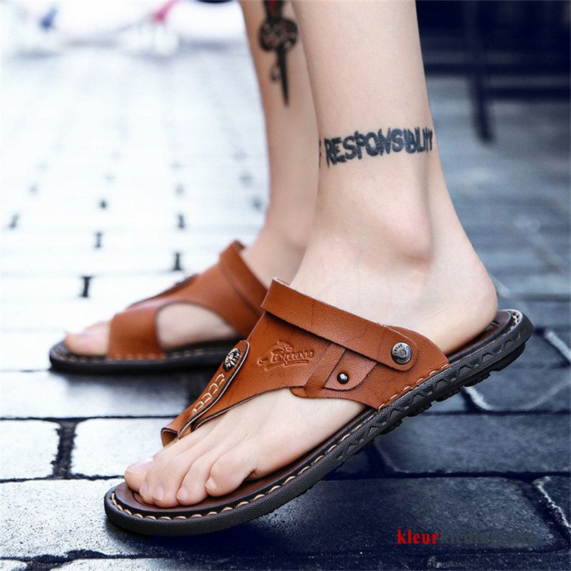 Heren Flip Flops Slipper Sandaal Zachte Zolen Outdoor Zomer Strand Trend Bovenkleding Zwart