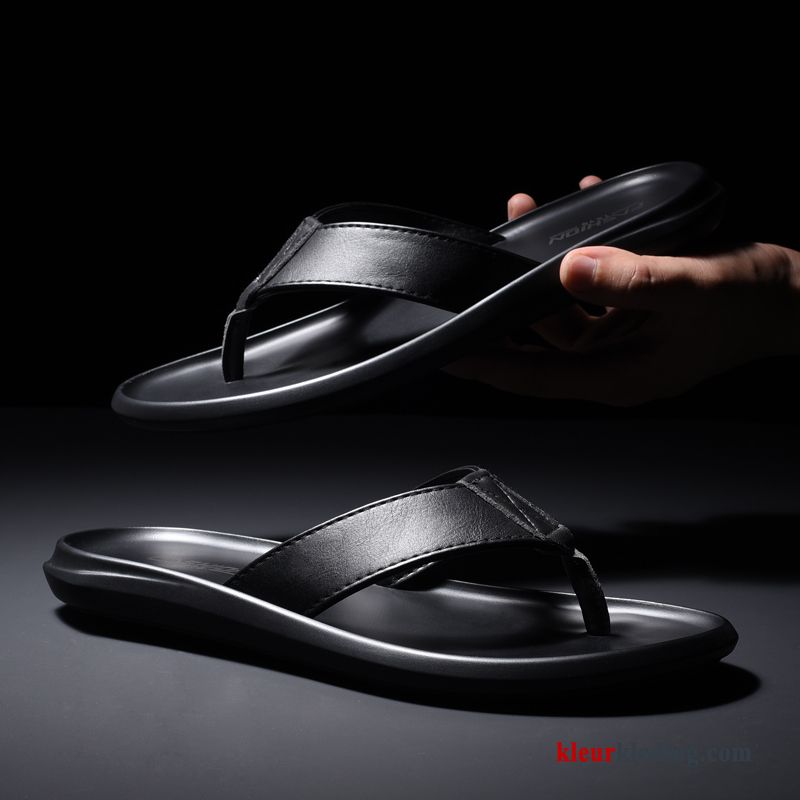 Heren Flip Flops Slipper Strand Trend Mannen Pantoffels Bovenkleding Casual Mode Zwart