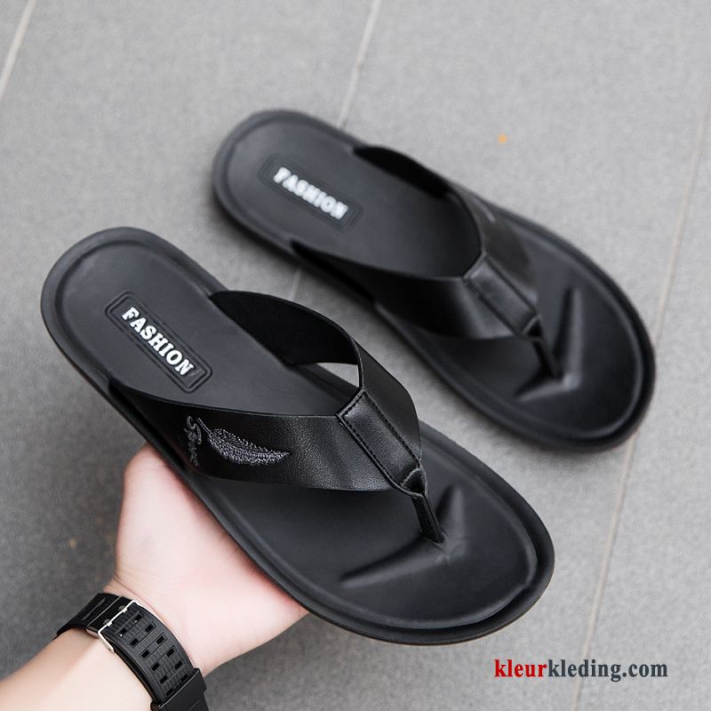 Heren Flip Flops Strand Mannen Slipper Persoonlijk Bovenkleding Zomer Schoenen Trend Zwart