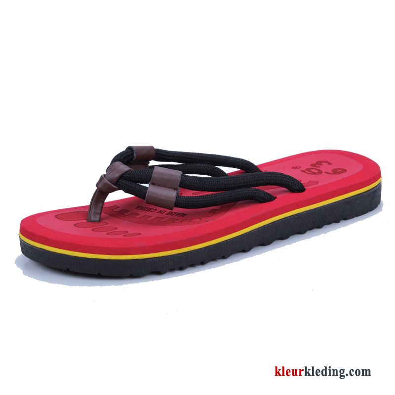 Heren Flip Flops Strand Zomer Mannen Casual Antislip Trend Bovenkleding Persoonlijk Rood