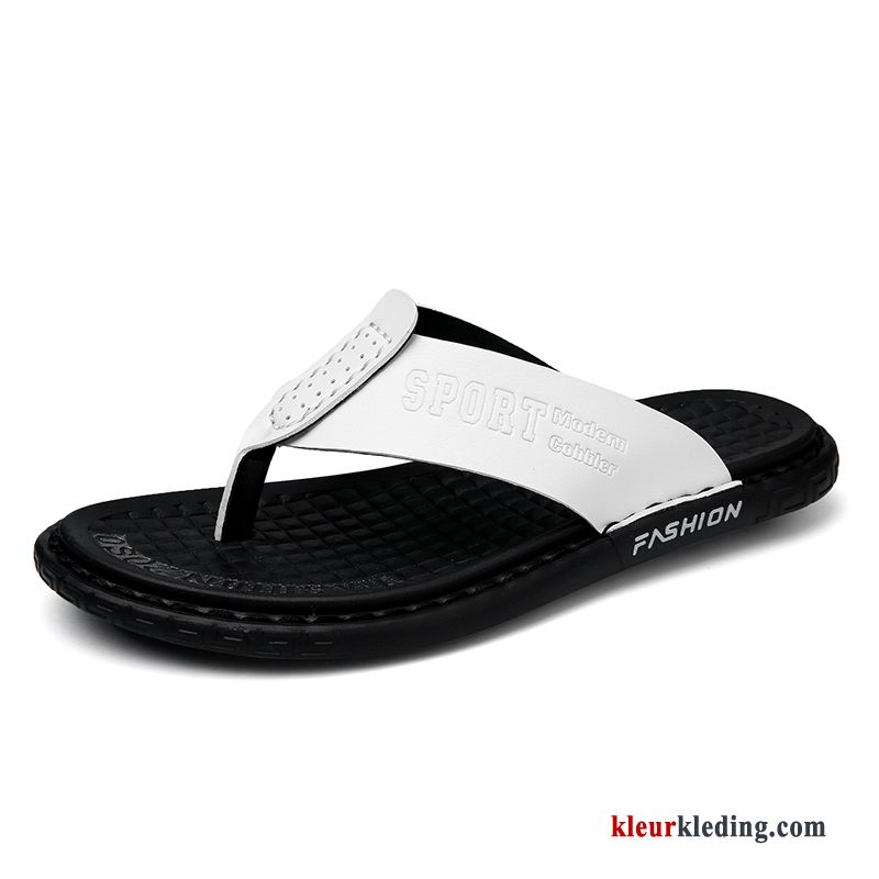 Heren Flip Flops Trend Ademende Pantoffels Antislip Slipper Bovenkleding Strand Grote Maten Zwart